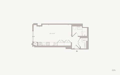 Floor plan for studio, 1 bath